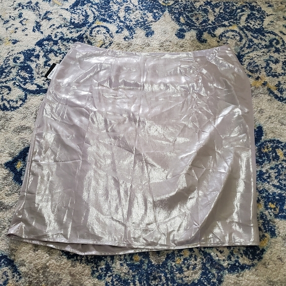 INC International Concepts Metallic Glam Refresh Draped Mini Skirt Silver 12 - Picture 7 of 7